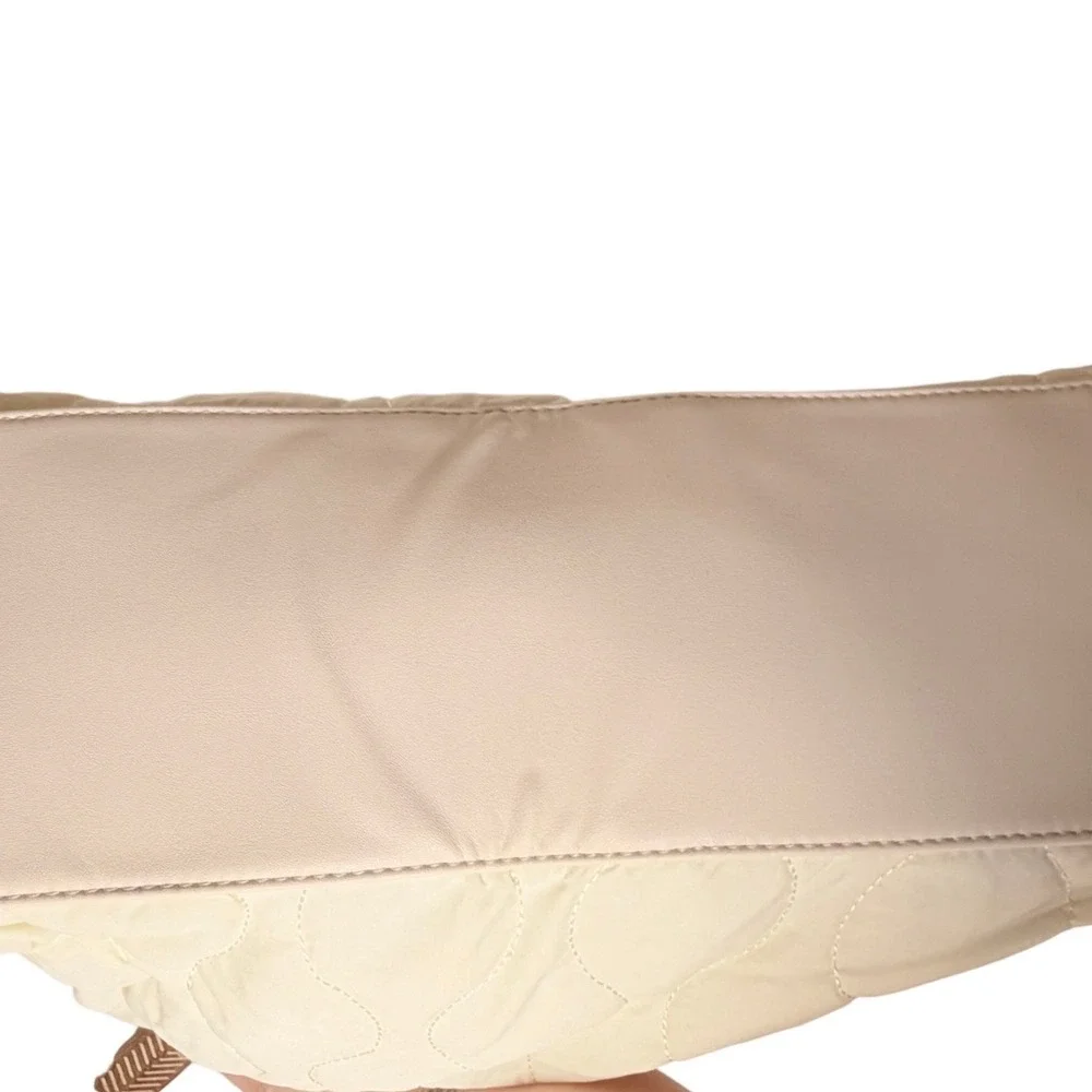 Quilted Laptop Tote Bag Cream Large Work Travel Commuter Bag‎ Quiet Luxury Chic